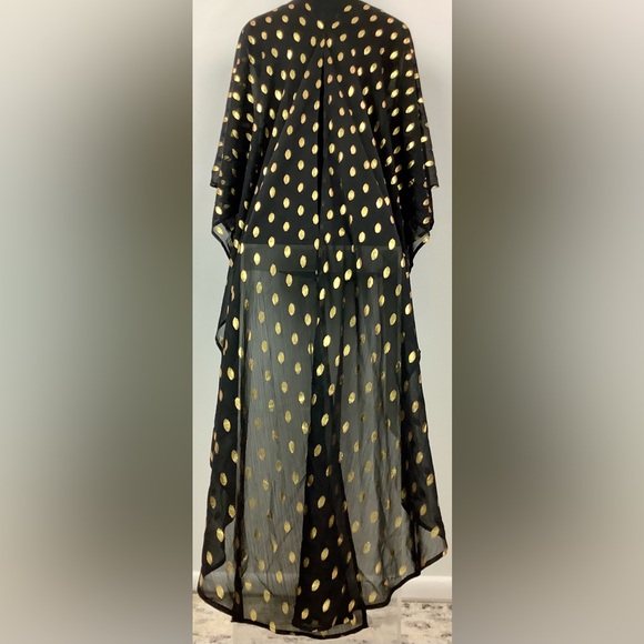 NWT Never Fully Dressed Black Multi Way flowy Dress/cover Gold dots on sheer - Picture 8 of 13